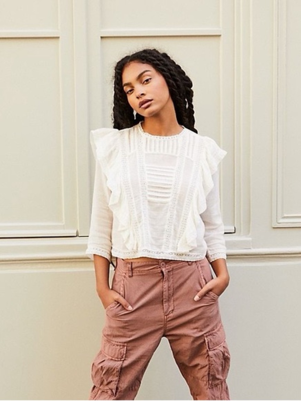 NWT Free People Jasmine Ruffle Blouse